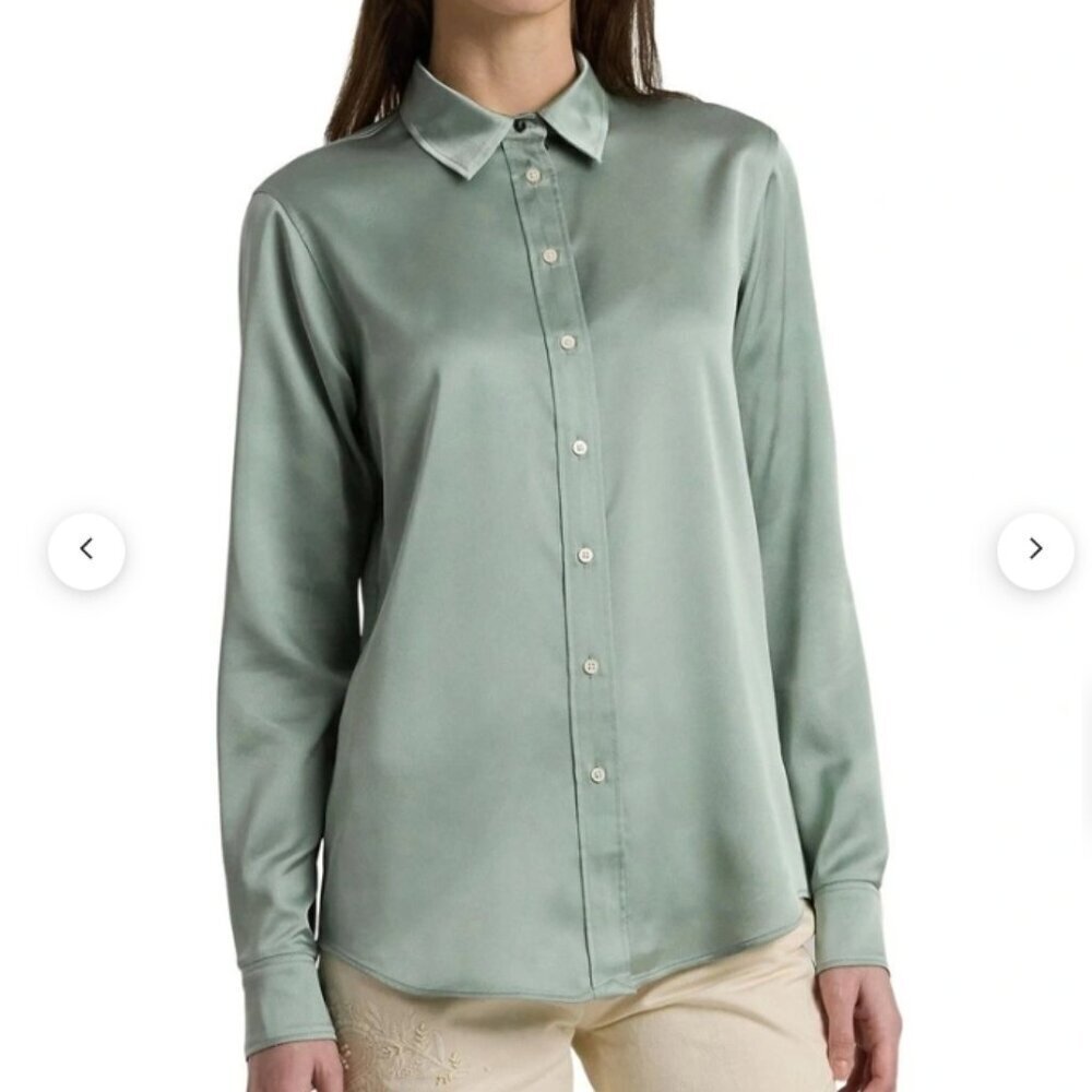 NWT Lauren Ralph Lauren Classic Fit Sage Button Up Blouse - Picture 3 of 9